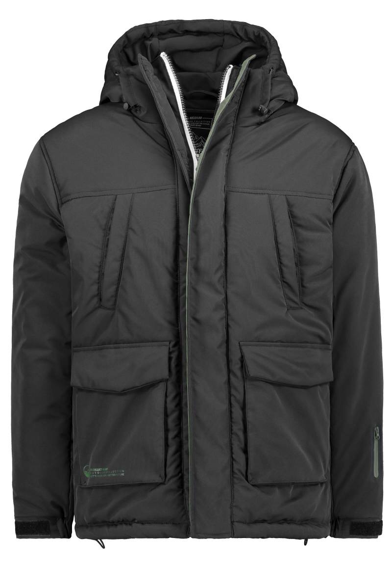 Authentic Style - HAKA Jacke,hochstehende Kapuze, große Blasebalk taschen, Leistentaschen auf Brust,verdeckter zipper ... black - Gr. - XL von Authentic Style