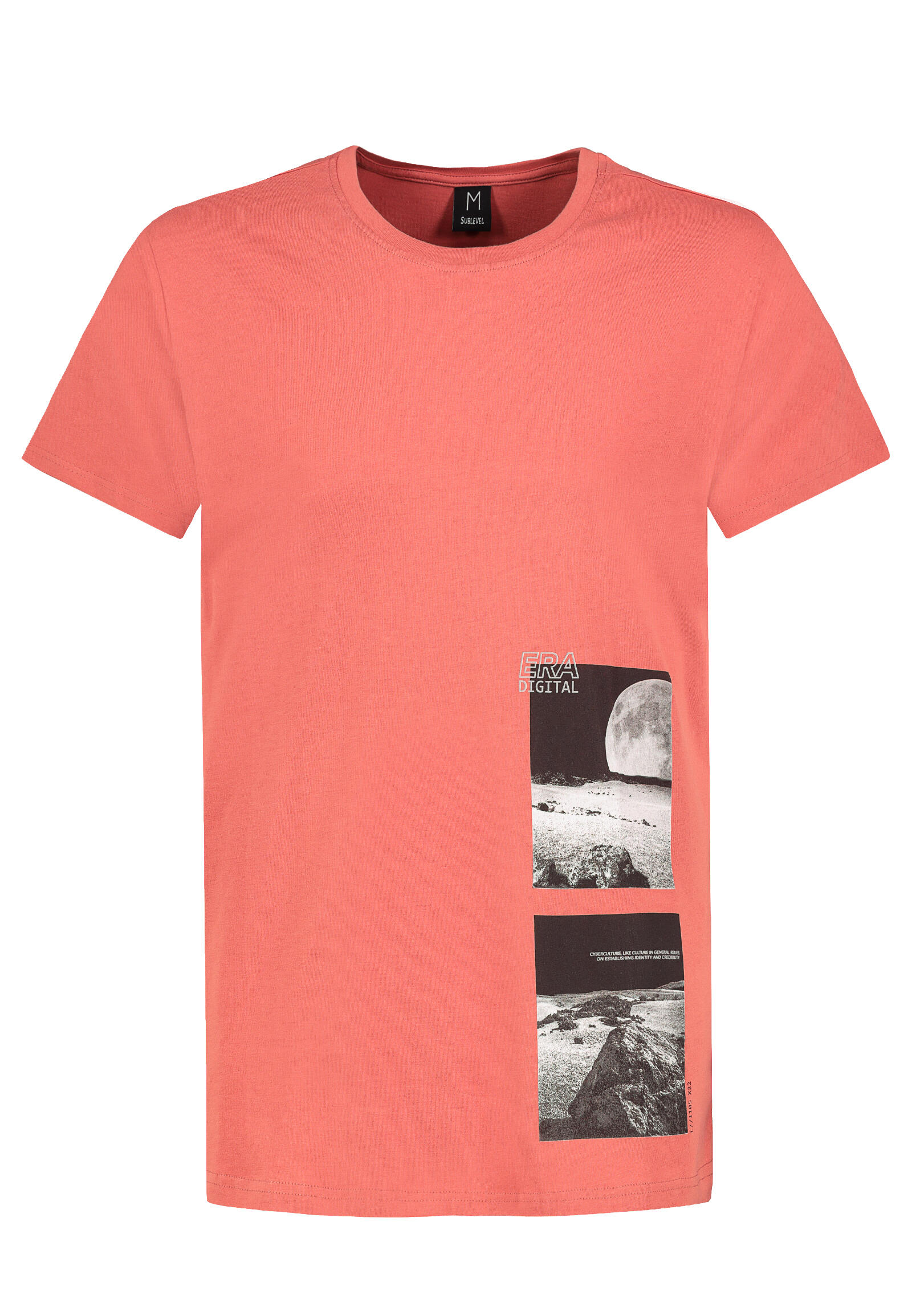 Authentic Style - HAKA Shirt, kurzarm, Rundhals mit Ripp-Blende,Photo Drucke Mondlandschaft auf dem Vorderteil faded rose - Gr. - S von Authentic Style