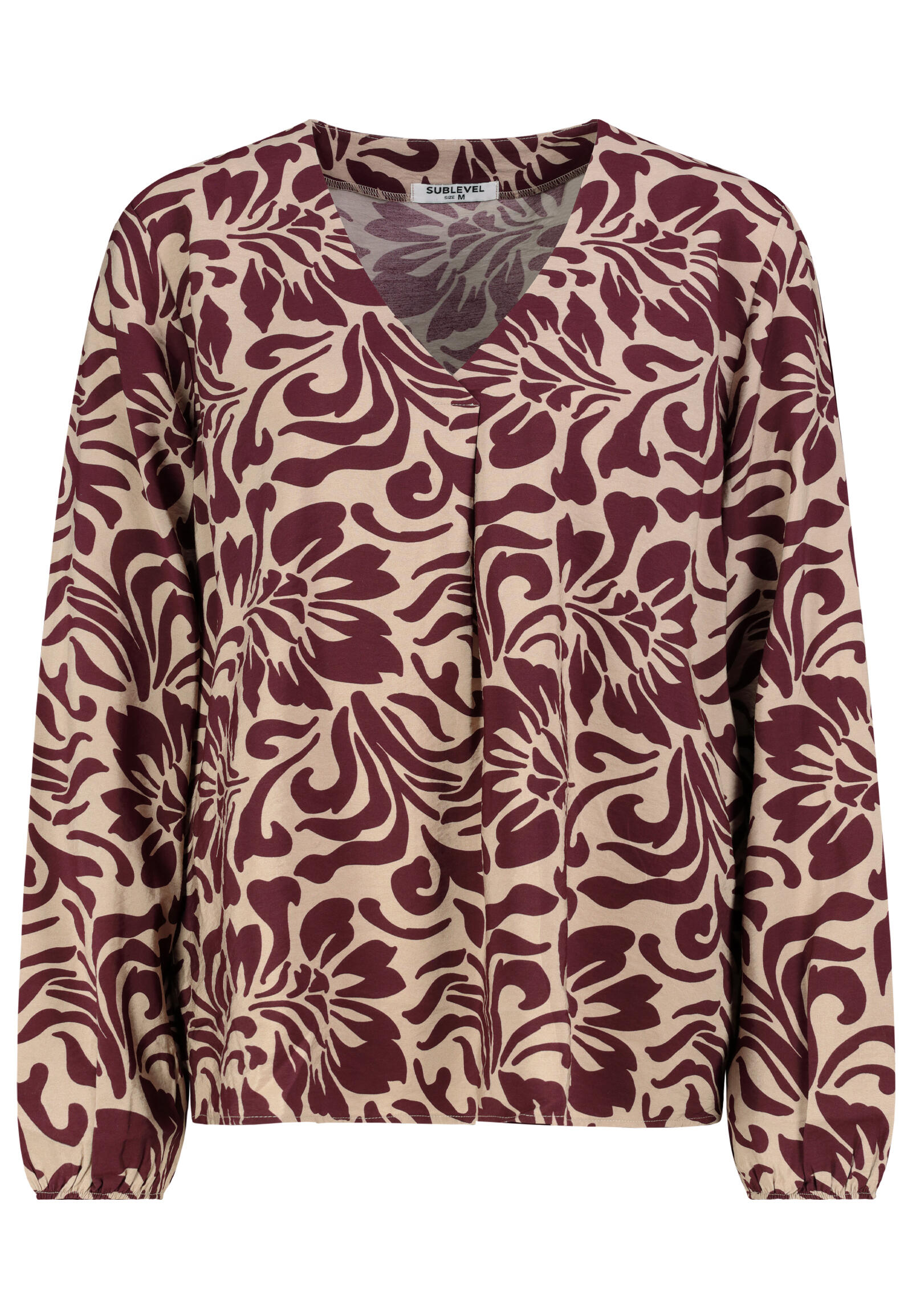 Authentic Style - RE9CIGxhbmdhcm0gQmx1c2UgQWxsb3ZlciBQcmludA== flowers: lambrusco red-string beige - Gr. - L von Authentic Style