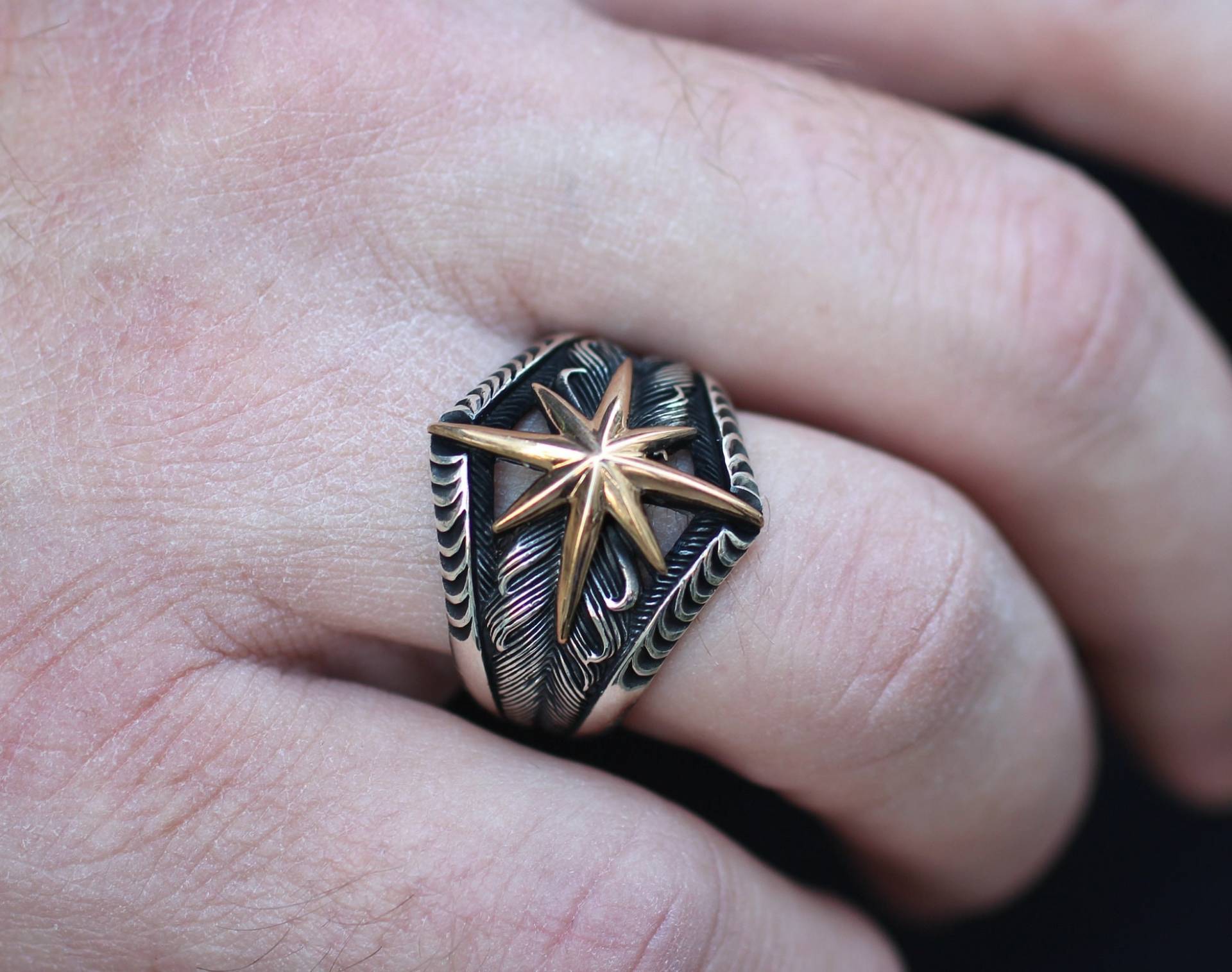 Herren Silber 925 Pole Star Ring, Geschenk Für Freund, Sterling Handarbeit Männer von AuthenticDesignArt