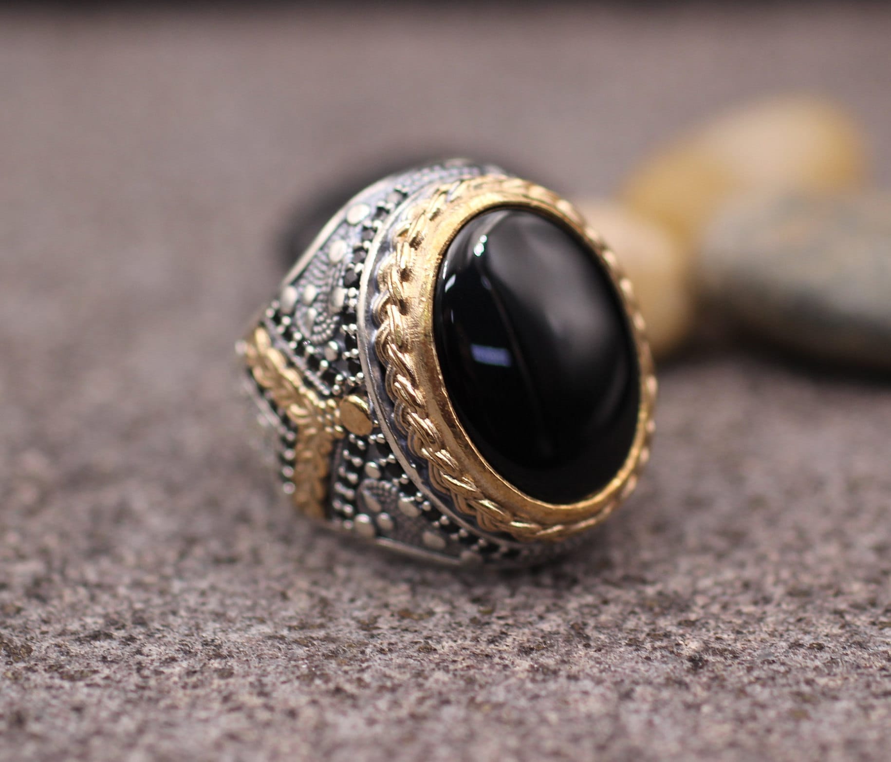 sterling Silber 925 Herren Ring, Onyx Geschenk Für Ihn, Ottoman von AuthenticDesignArt