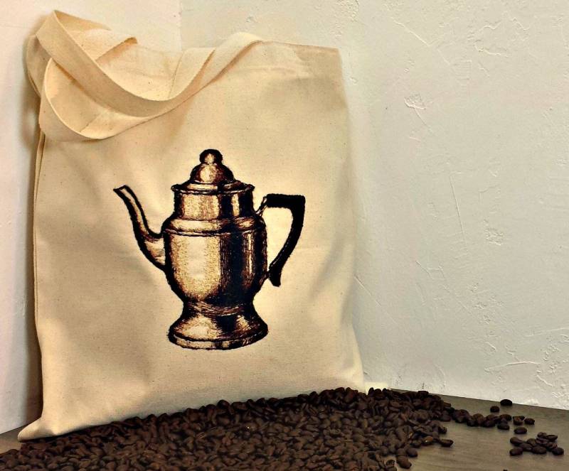 Handgemachte Handgemachte Topf Retro Stil Vintage Grafik Kunst Bestickt Tasche von AuthenticEmbroidery