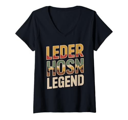 Damen Lederhosen-Legende Oktoberfest Bierspaß Saufen T-Shirt mit V-Ausschnitt Damen Lederhosen-Legende Oktoberfest Bierspaß Saufen T-Shirt mit V-Ausschnitt von Authentische bayerische Alpenabenteuer-Bekleidung