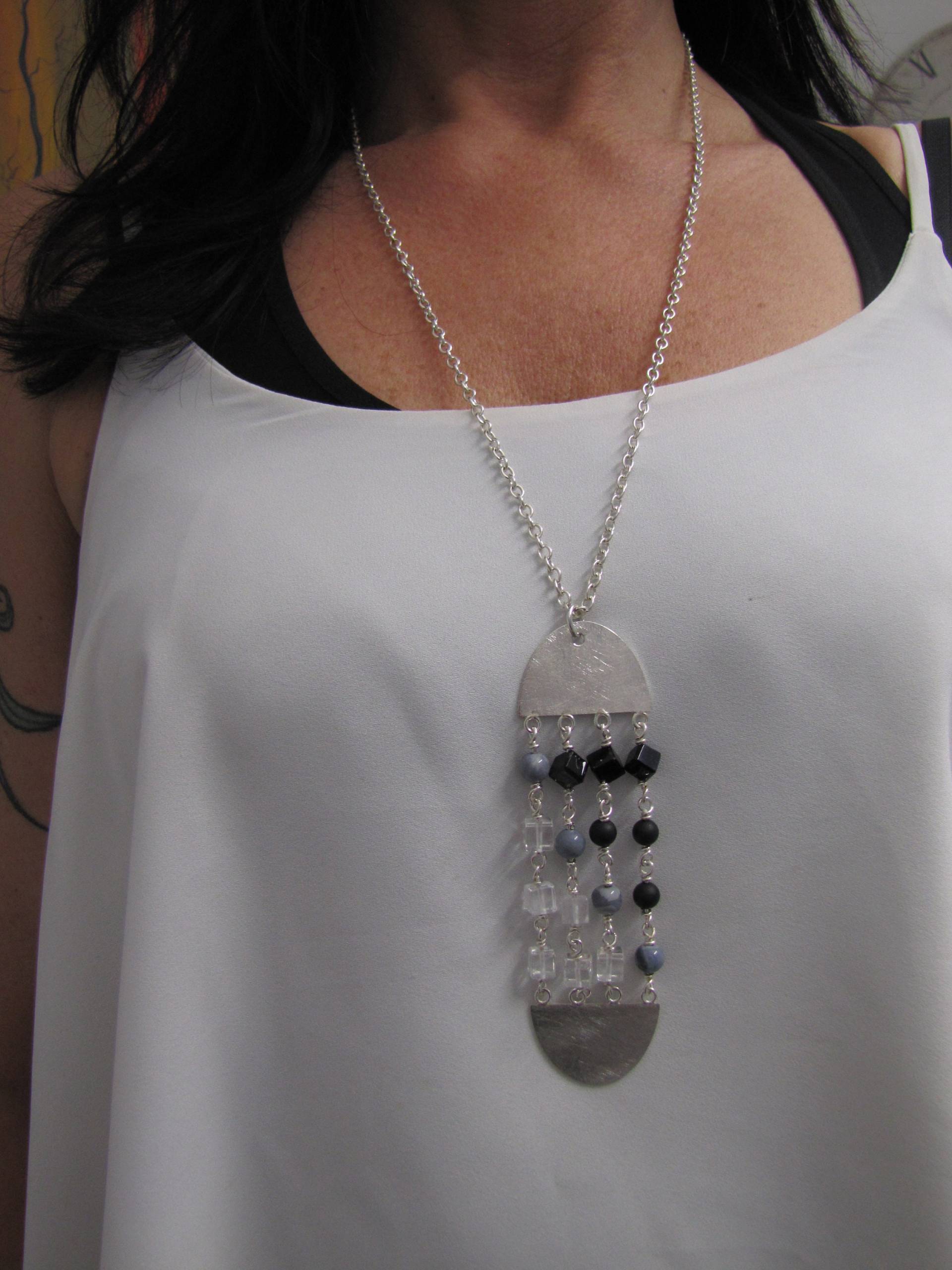 Half Moon Necklace, Long Silver Chain, Sleek & Chic Chain - A Must-Have Addition To Your Jewelry Collection von AuthierSusanne