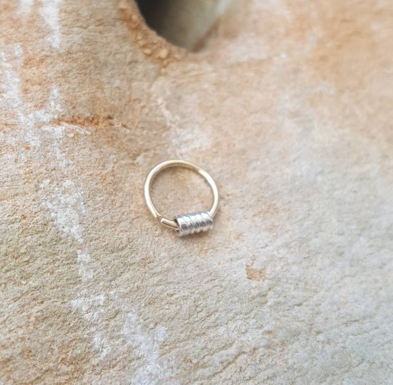 Septum, Nasen Piercing 18Ct Gold & 925 Silber, Septum 18 Karat Gold, Nasenring Nasenschmuck, Silber Goldpiercingschmuck von AuthierSusanne