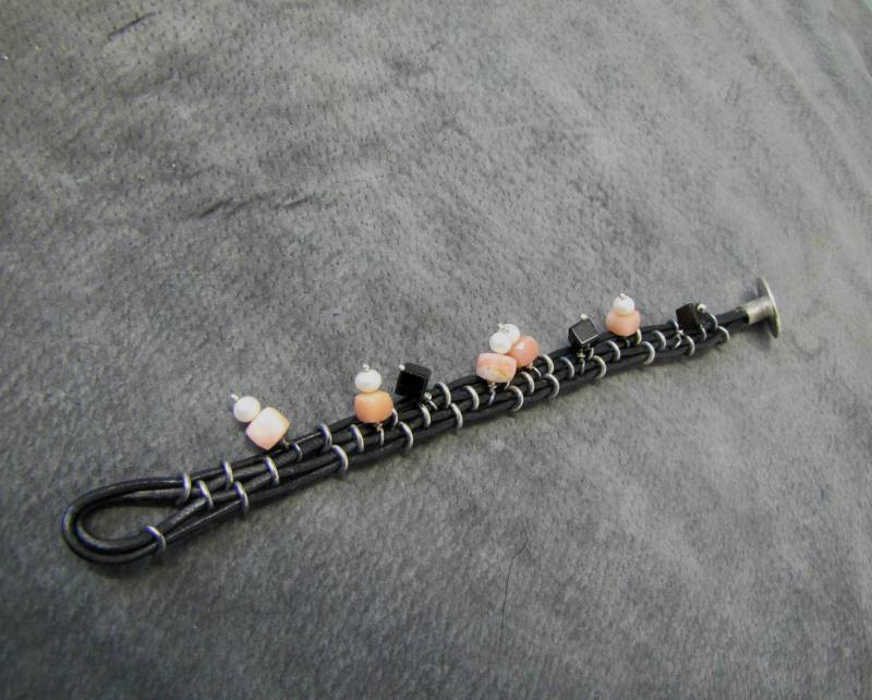 Silber-Armband Mit Rindsleder 925/Silber - Schwarz von AuthierSusanne