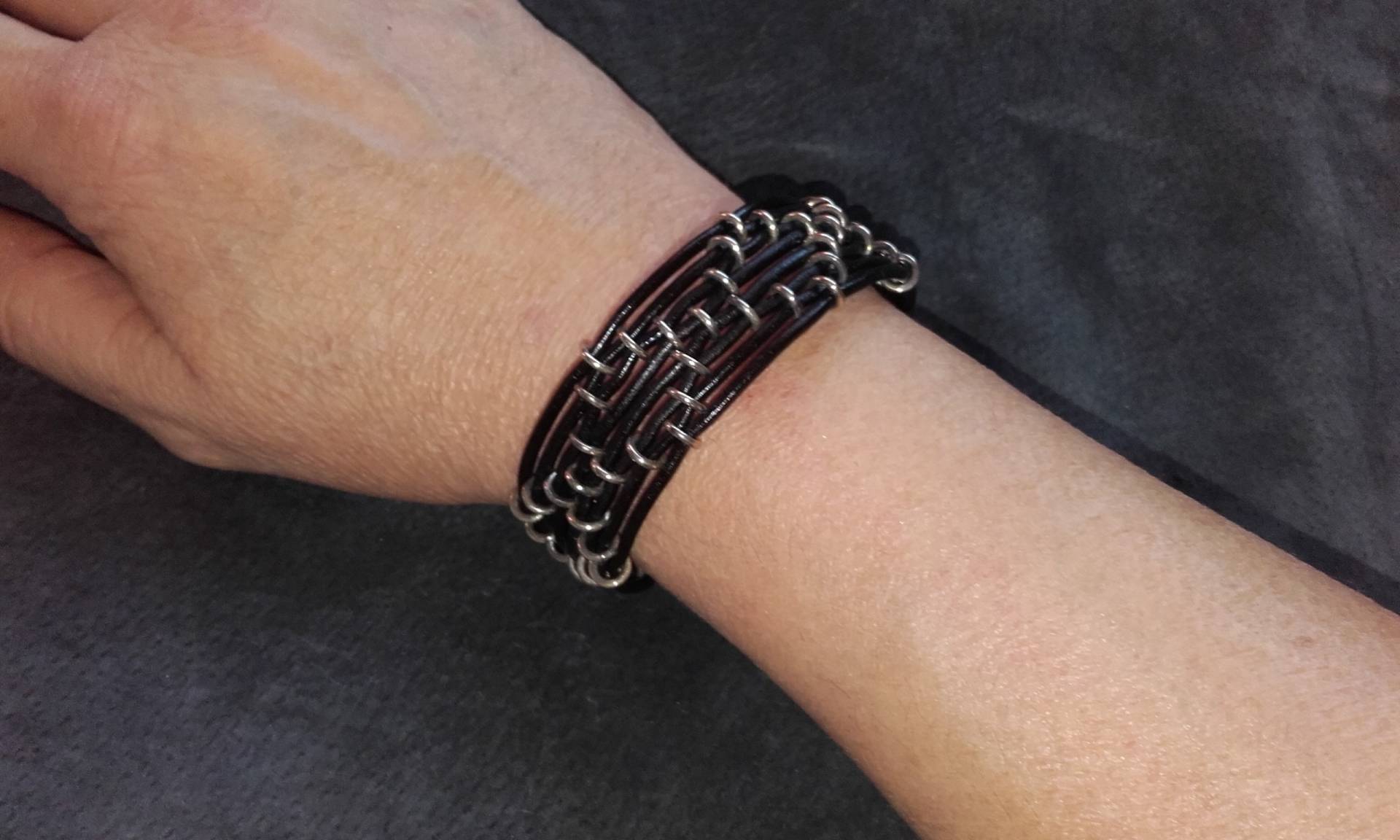 Silber-Rindslederband , 925 Silber-Unisex-Schwarz, Lederarmband Handarbeit, Armband Leder, Herrenarmband, Unisex, Leder Schmuck von AuthierSusanne