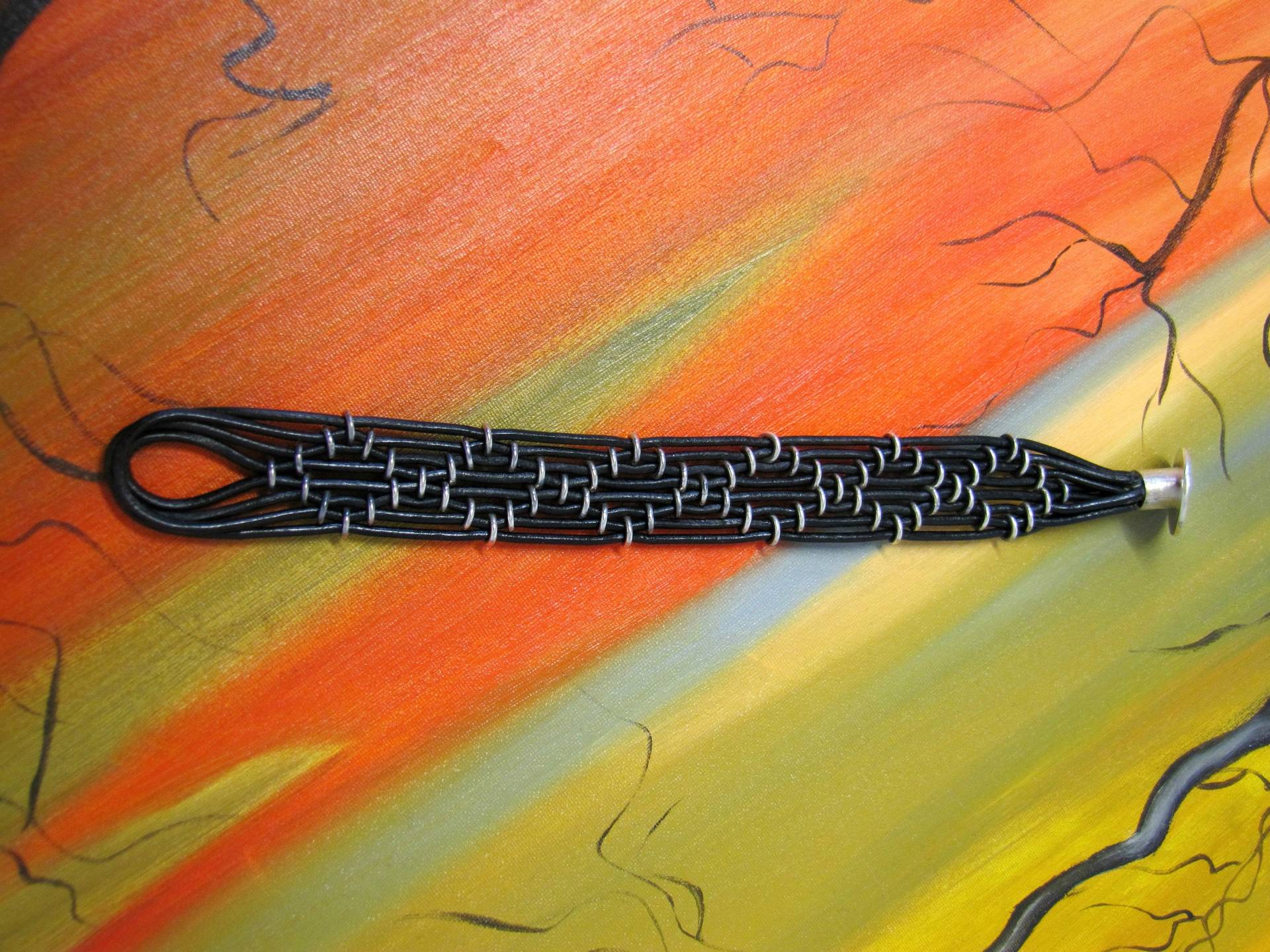 Silber-Rindslederband - 925 Silber-Unisex-Schwarz von AuthierSusanne