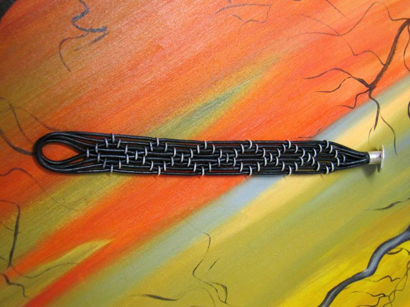 Silber-Rindslederband - 925 Silber-Unisex-Schwarz von AuthierSusanne