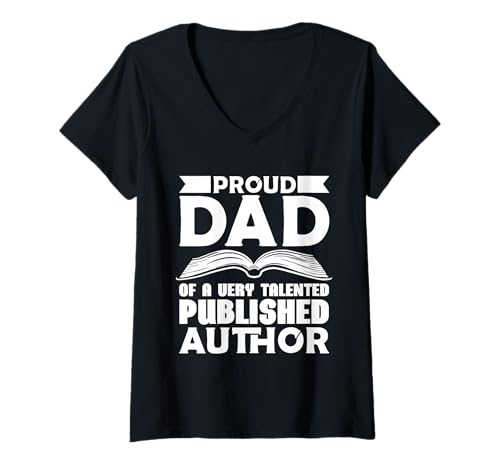 Damen Proud Dad of Talented Published Autor T-Shirt mit V-Ausschnitt von Author Pride Creations