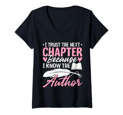 Damen Ich Vertraue dem nächsten Kapitel, Weil ich die Frau des Autors kenne T-Shirt mit V-Ausschnitt Damen Ich Vertraue dem nächsten Kapitel, Weil ich die Frau des Autors kenne T-Shirt mit V-Ausschnitt von Author Wife Tees for Women Men