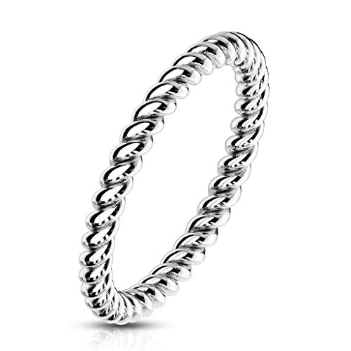 Autiga® Damen Ring Edelstahl Geflochten Herren Stapelring Bandring silber 54 - Ø 17,32 mm von Autiga