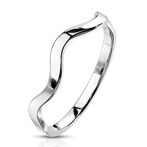 Autiga® Damen Ring Edelstahl Welle Herren Stapelring Bandring Silber 54 - Ø 17,32 mm von Autiga