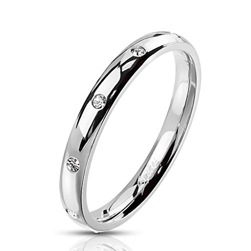 Autiga® Damen Ring Edelstahl Zirkonia Kristalle Herren Stapelring Bandring rainbow 52 - Ø 16,51 mm von Autiga