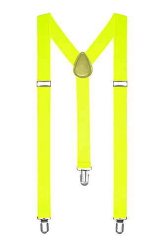 Autiga® Hosenträger Herren Damen Hosen Träger Y Form Style Clips Schmal Neon Bunt Farbig neongelb von Autiga