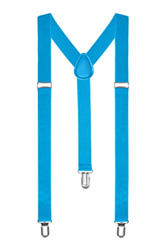 Autiga® Hosenträger Herren Damen Hosen Träger Y Form Style Clips Schmal Neon Bunt Farbig türkis von Autiga