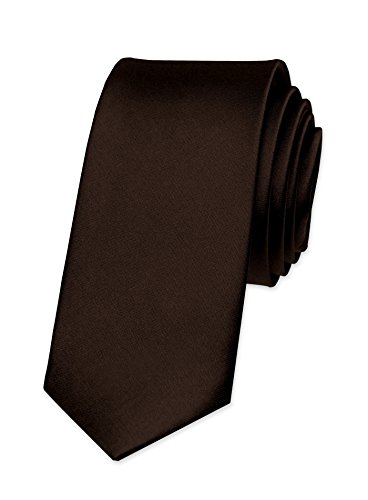 Autiga® Krawatte Herren Hochzeit Konfirmation Slim Tie Retro Business Schlips schmal dunkelbraun von Autiga