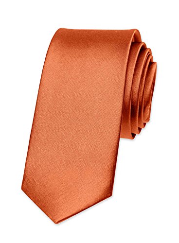 Autiga® Krawatte Herren Hochzeit Konfirmation Slim Tie Retro Business Schlips schmal dunkelorange von Autiga