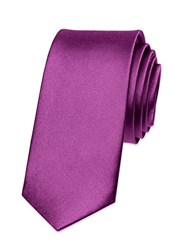 Autiga® Krawatte Herren Hochzeit Konfirmation Slim Tie Retro Business Schlips schmal dunkelviolett von Autiga