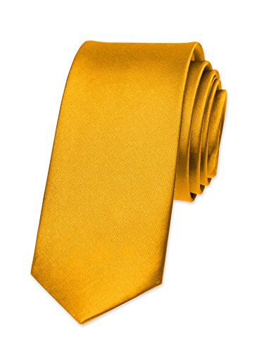 Autiga® Krawatte Herren Hochzeit Konfirmation Slim Tie Retro Business Schlips schmal gelb-orange von Autiga