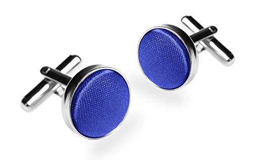 Autiga® Manschettenknöpfe Manschettenknopf Manschette Herren Cufflinks Stoff Seidenkopf mittelblau von Autiga