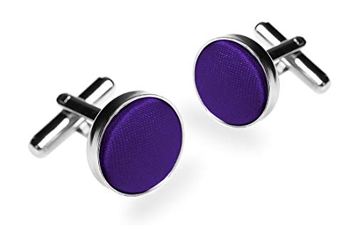 Autiga® Manschettenknöpfe Manschettenknopf Manschette Herren Cufflinks Stoff Seidenkopf dunkellila von Autiga