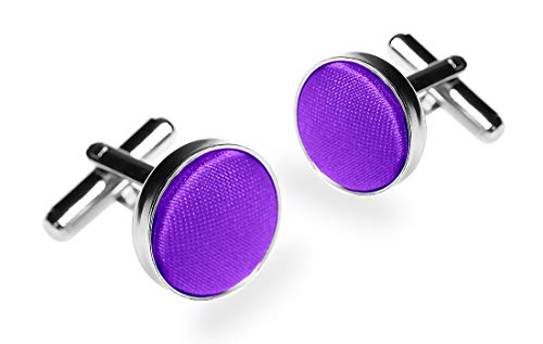 Autiga® Manschettenknöpfe Manschettenknopf Manschette Herren Cufflinks Stoff Seidenkopf lila von Autiga