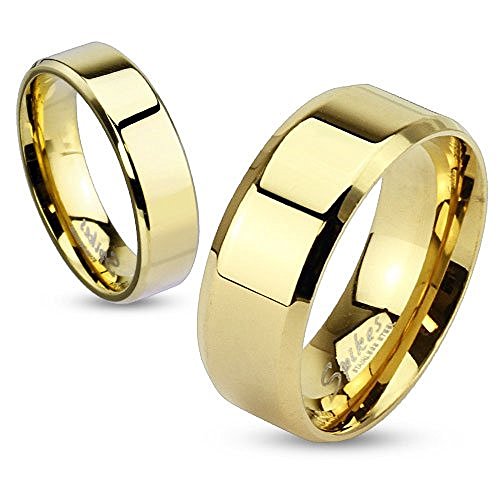 Autiga Damen Herren Ring Edelstahl Partnerring Ehering Verlobungsring Bandring gold 49 - Ø 15,70 mm 6 mm von Autiga