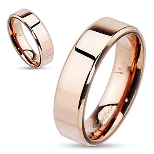 Autiga Damen Herren Ring Edelstahl Partnerring Ehering Verlobungsring Bandring rosegold 52 - Ø 16,51 mm 6 mm von Autiga