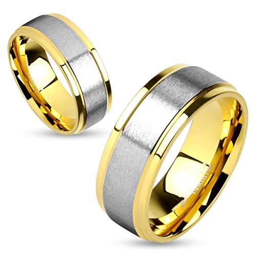 Autiga Damen Herren Ring Trauring Partnerring Ehering Zweifarbig Edelstahl Rosegold-Silber 62 - Ø 19,76 mm 8 mm von Autiga