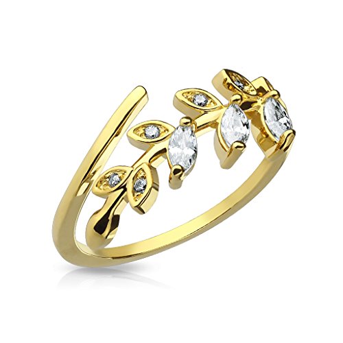 Autiga Fingerspitzenring Midi Knöchel Nagel Ring Zehenring Blatt Blätter Leaf Boho Bohemian Gold von Autiga