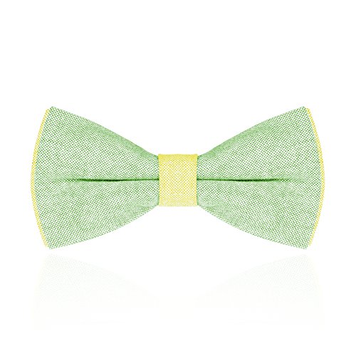 Autiga Fliege Herren Schleife Schlips zweifarbig Baumwolle gebunden Hochzeit Konfirmation Anzug Smoking grün-gelb von Autiga