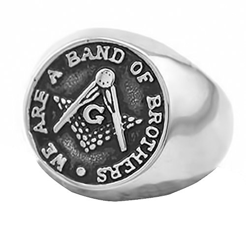 Autiga Freimaurer Ring Herren Edelstahl Tempelritter Ring Masonic Siegelring silber 64 - Ø 20,57 mm von Autiga
