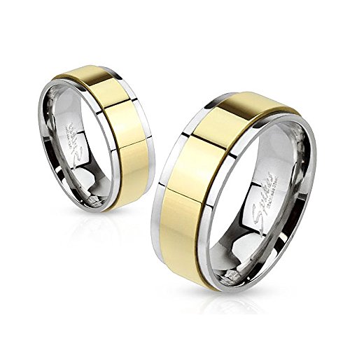 Autiga Herren Damen Edelstahl Ring Drehring Spinner Spinning Schwarz Gold Blau IP gold-silber 57 - Ø 18,14 mm 6 mm von Autiga