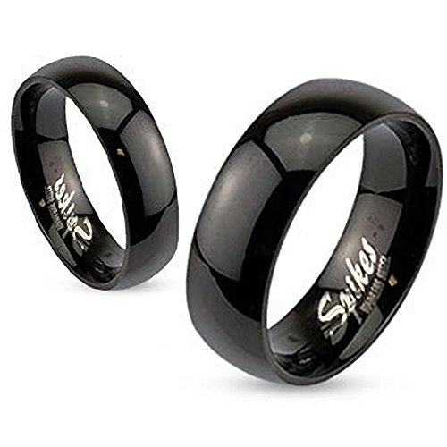 Autiga Herren Damen Ring Edelstahl Schwarz IP Gewölbt Partnerring Bandring schwarz 54 - Ø 17,32 mm 6 mm von Autiga