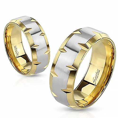 Autiga Herrenring Edelstahl Ring Herren Tribal Biker Bandring schwarz blau gold silber-gold 67 - Ø 21,39 mm von Autiga