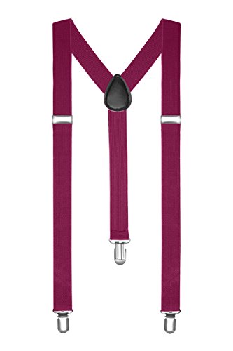 Autiga Hosenträger Herren Damen Hosen Träger Y Form Style Clips Schmal Neon Bunt Farbig, Bordeaux, unisize von Autiga