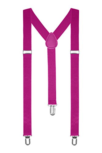 Autiga Hosenträger Herren Damen Hosen Träger Y Form Style Clips Schmal Neon Bunt Farbig, Pink, unisize von Autiga