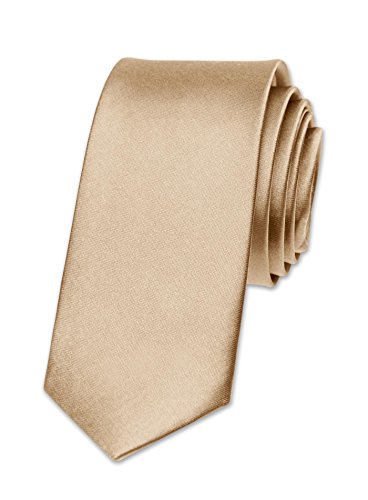 Autiga Krawatte Herren Hochzeit Konfirmation Slim Tie Retro Business Schlips schmal, Champagner, unisize von Autiga