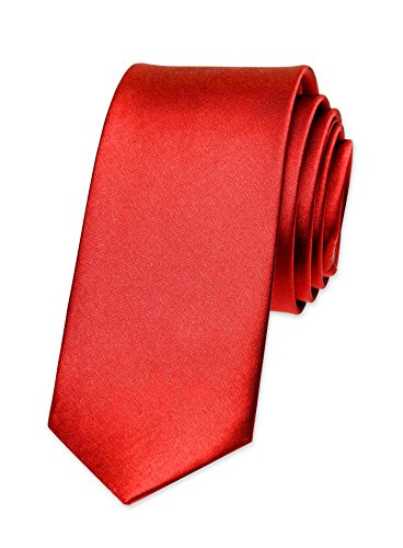 Autiga Krawatte Herren Hochzeit Konfirmation Slim Tie Retro Business Schlips schmal, Rot, unisize von Autiga