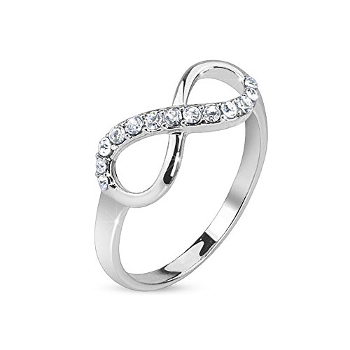 Autiga Ring Damen Zirkonia Kristall Strass Infinity Unendlichkeit Silber Gold silber 57 - Ø 18,14 mm von Autiga