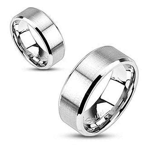 Autiga Ring Herren Damen Edelstahl Ehering Band Verlobungsring Brushed Gebürstet Silber 57 - Ø 18,14 mm 6 mm von Autiga