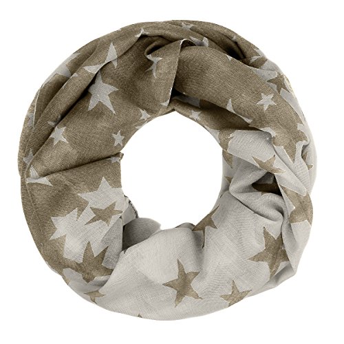 Autiga Schlauchschal Loopschal Rundschal Sterne Stars Flower Infinity Tube Scarf zweifarbig braun von Autiga