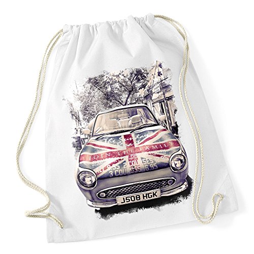 Autiga Turnbeutel London United Kingdomn Car UK Flag Flagge England Great Britain weiß unisize von Autiga