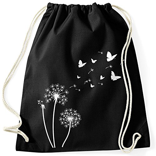 Autiga Turnbeutel Pusteblume Schmetterlinge Dandelion Butterflys schwarz unisize von Autiga