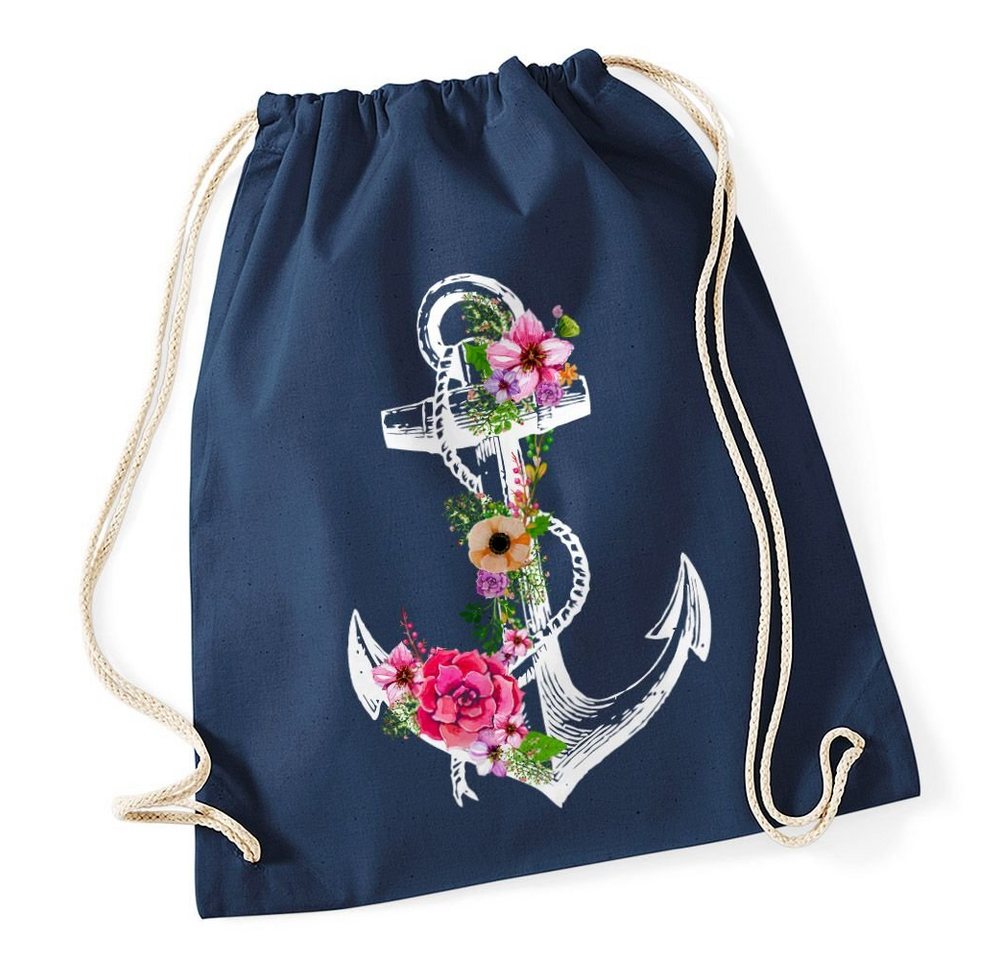 Autiga Turnbeutel Turnbeutel Blumen Anker Ethno Boho Hipster Beutel Tasche Gym Bag Watercolour von Autiga