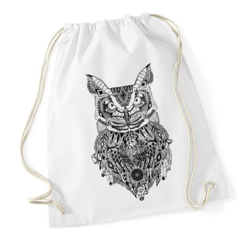 Autiga Turnbeutel Turnbeutel Eule Aztekenmuster Boho Aztec Owl Hipster Beutel Tasche von Autiga