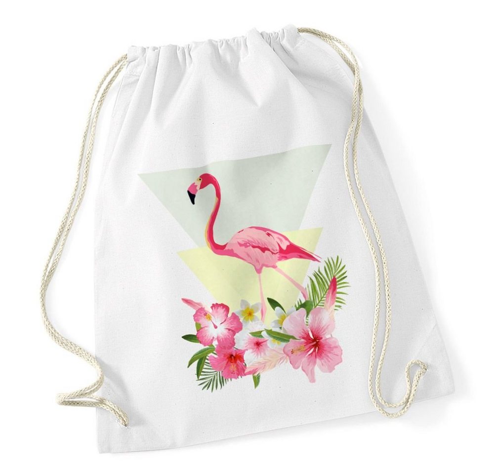 Autiga Turnbeutel Turnbeutel Flamingo Polygon Blumen Flower Beutel Tasche Jutebeutel Gymsac von Autiga