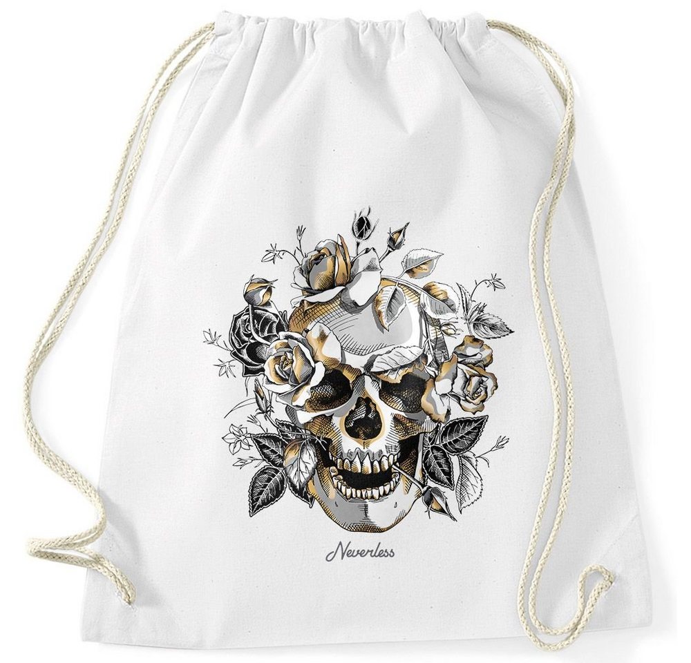 Autiga Turnbeutel Turnbeutel Totenkopf Rosen Skull Roses Schädel Hipster Beutel Tasche Gymsac Autiga® von Autiga