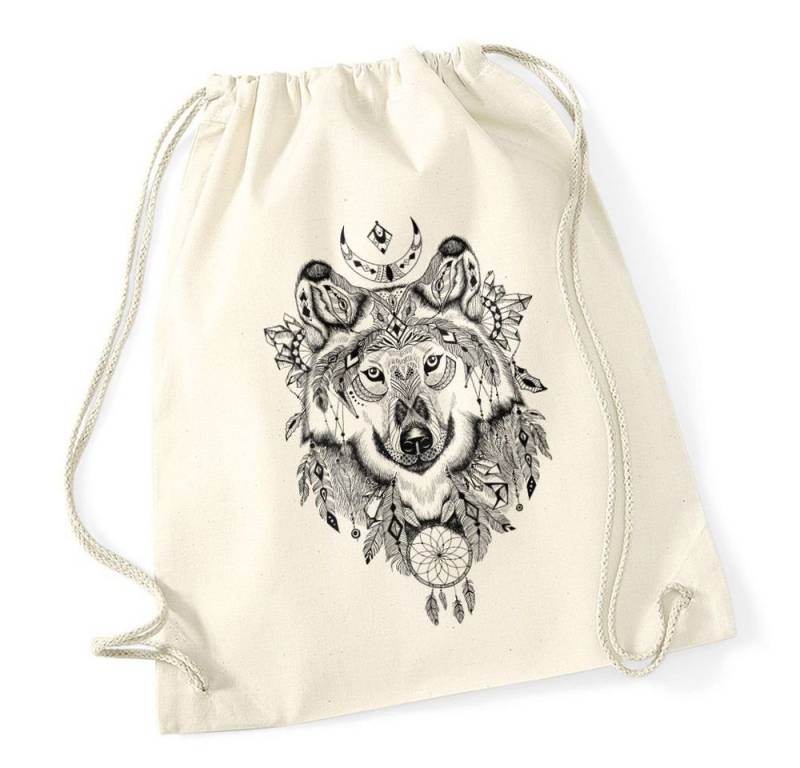 Autiga Turnbeutel Turnbeutel Wolf Aztekenmuster Boho Aztec Bohemian Hipster Beutel von Autiga